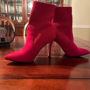 Catherine Malandrino Red boots, part suede, part fabric size 7.5